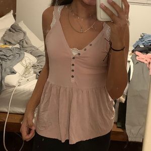pink button tank top